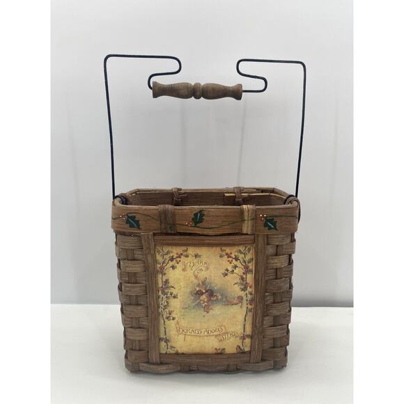 CHRISTMAS Herald Angels Sing Deep Woven Wicker HOLIDAY BASKET w/ Handle - Picture 9 of 12
